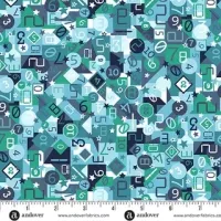 Makower Orbit Teal Blue Countdown Print FQ 
