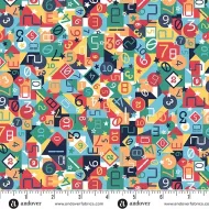 Makower Orbit Multicoloured Countdown Print FQ 