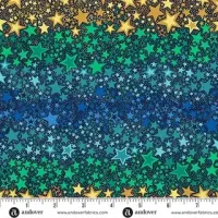 Makower Orbit Ombre Star Red Blues Greens & Yellows FQ 
