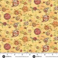 Makower Orbit Orange Planets Print FQ 