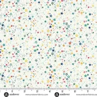 Makower Orbit White Multicoloured Star Print FQ 