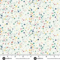 Makower Orbit White Multicoloured Star Print FQ 