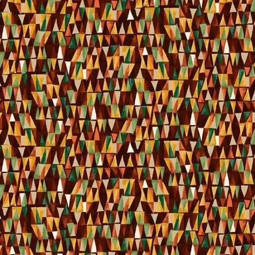 Makower Golden Triangular Brown Orange & Gold FQ