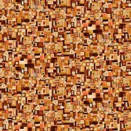Makower Golden Orange Brown Gold Metallic Block Print FQ