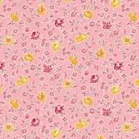 Makower Sweet Things Pink Red & Yellow Flower Print FQ