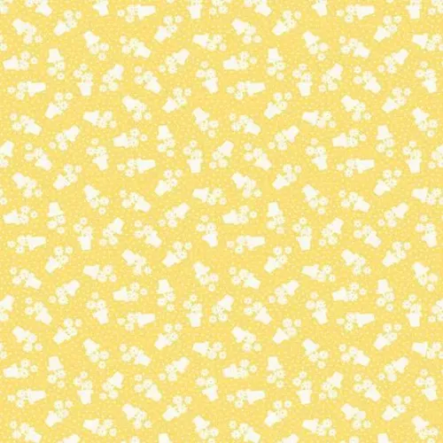 Makower Sweet Things Yellow Flower Pot Ditsy Print FQ