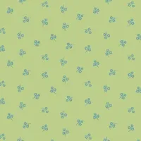 Makower Sweet Things Green With Blue Flower Sprig Print FQ