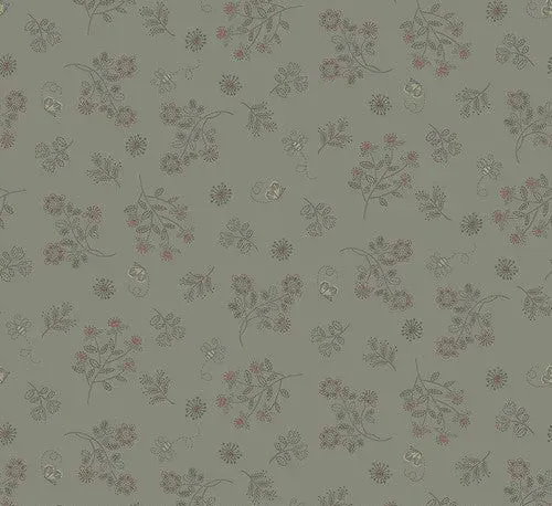 Henry Glass Simply Charming Teal Green With Red Flower Print FQ