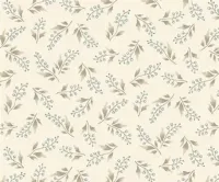Henry Glass Simply Charming Cream Brown & Teal  Floral Sprig Print FQ