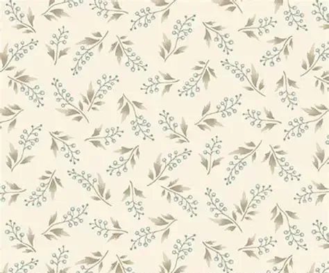 Henry Glass Simply Charming Cream Brown & Teal  Floral Sprig Print FQ